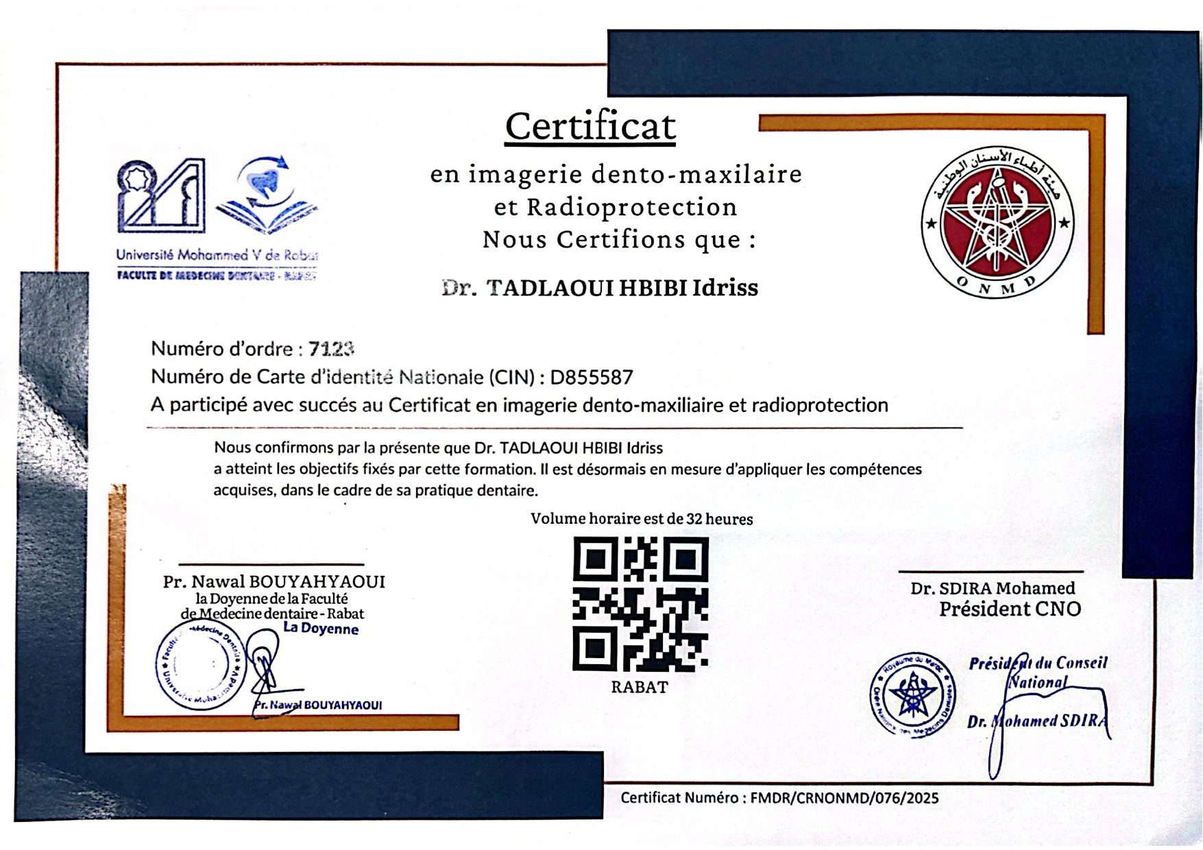 Certification professionnelle Dr Tadlaoui 4