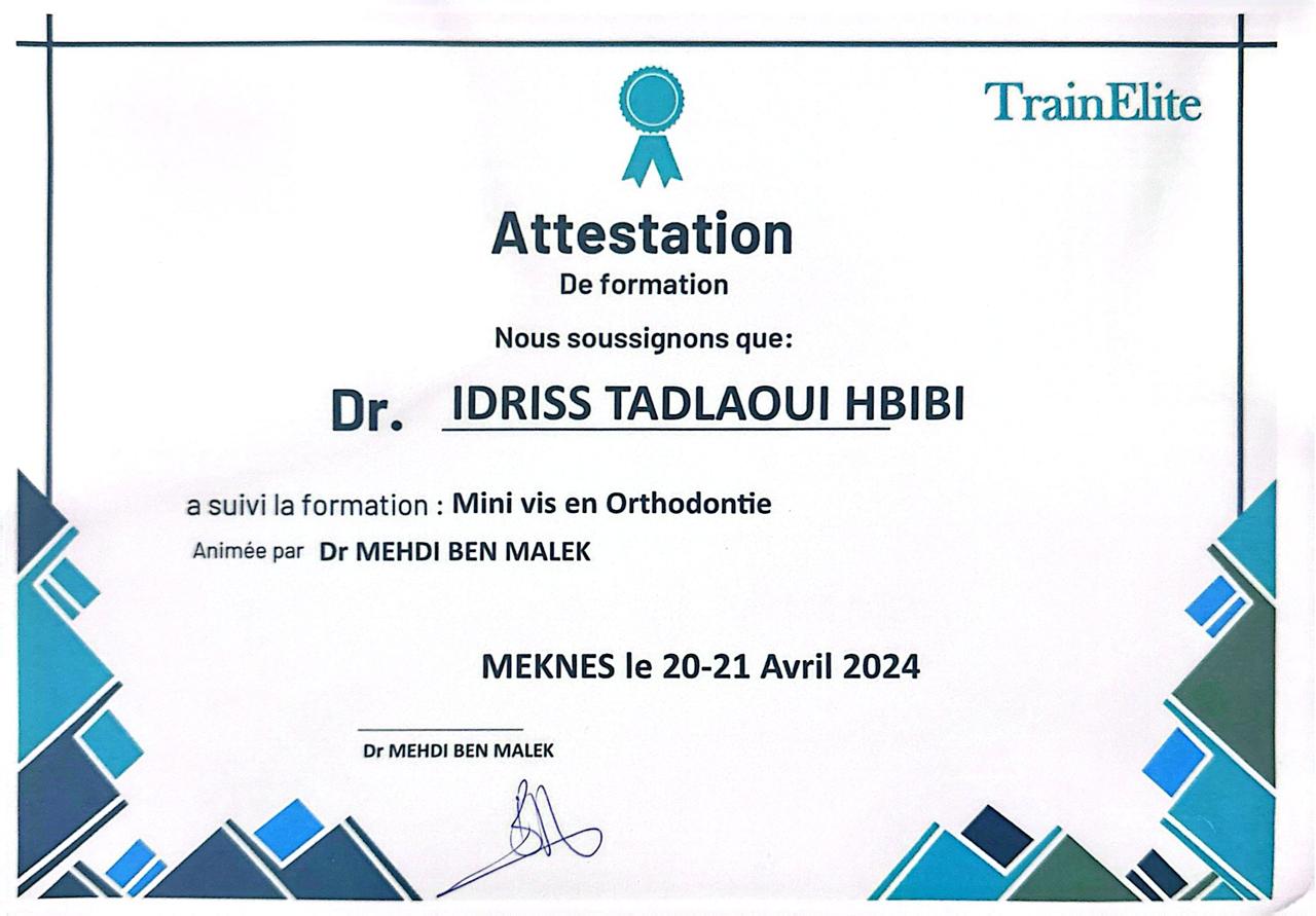 Certification professionnelle Dr Tadlaoui 5